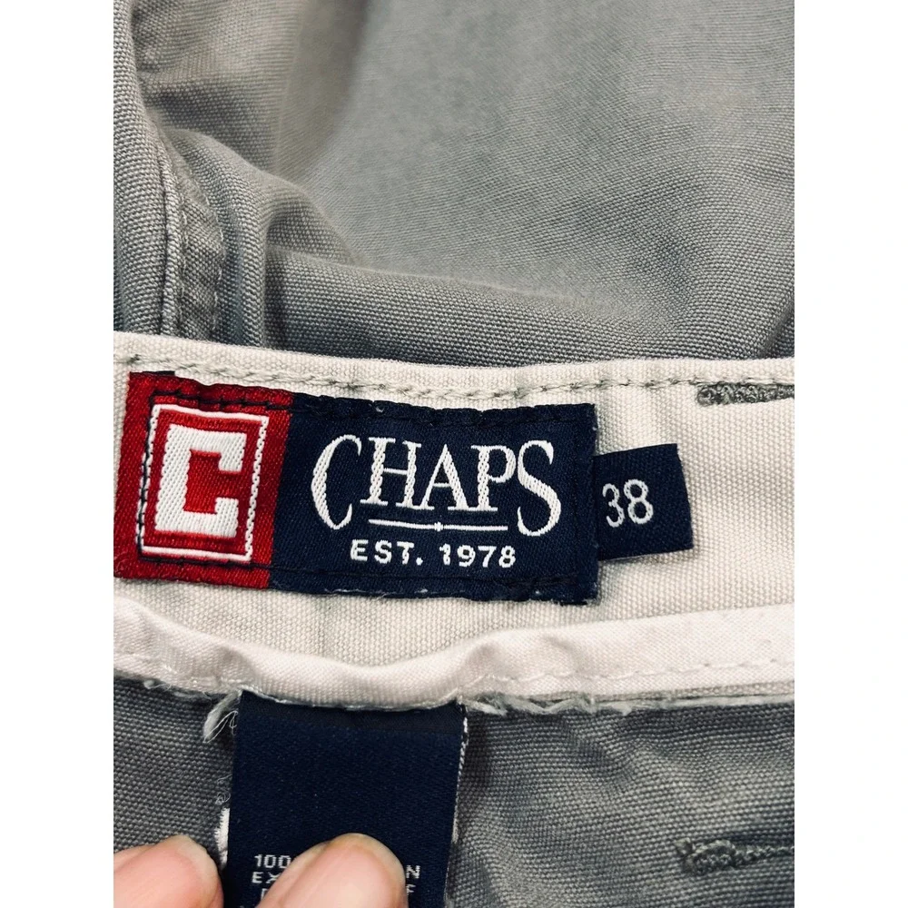 Chaps Mens Gray Cargo Shorts 100% Cotton Multi‎ Pocket Utility Casual Size 36
